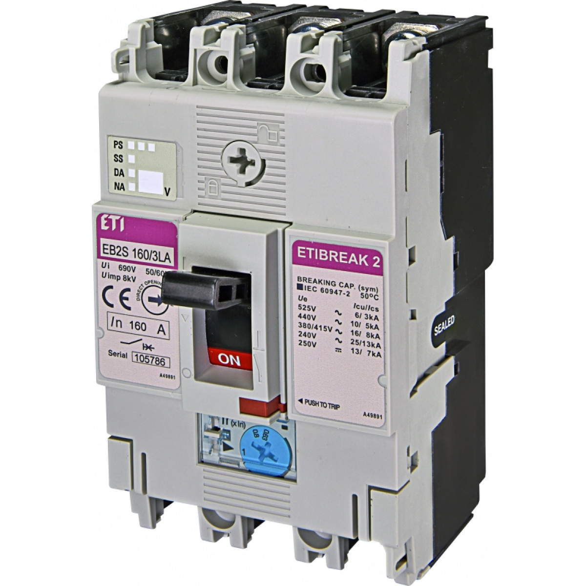 Автоматический выключатель EB2S 160/3HA 80A (40kA, (0.63-1)In/фикс.) 3P ETI (4671922)