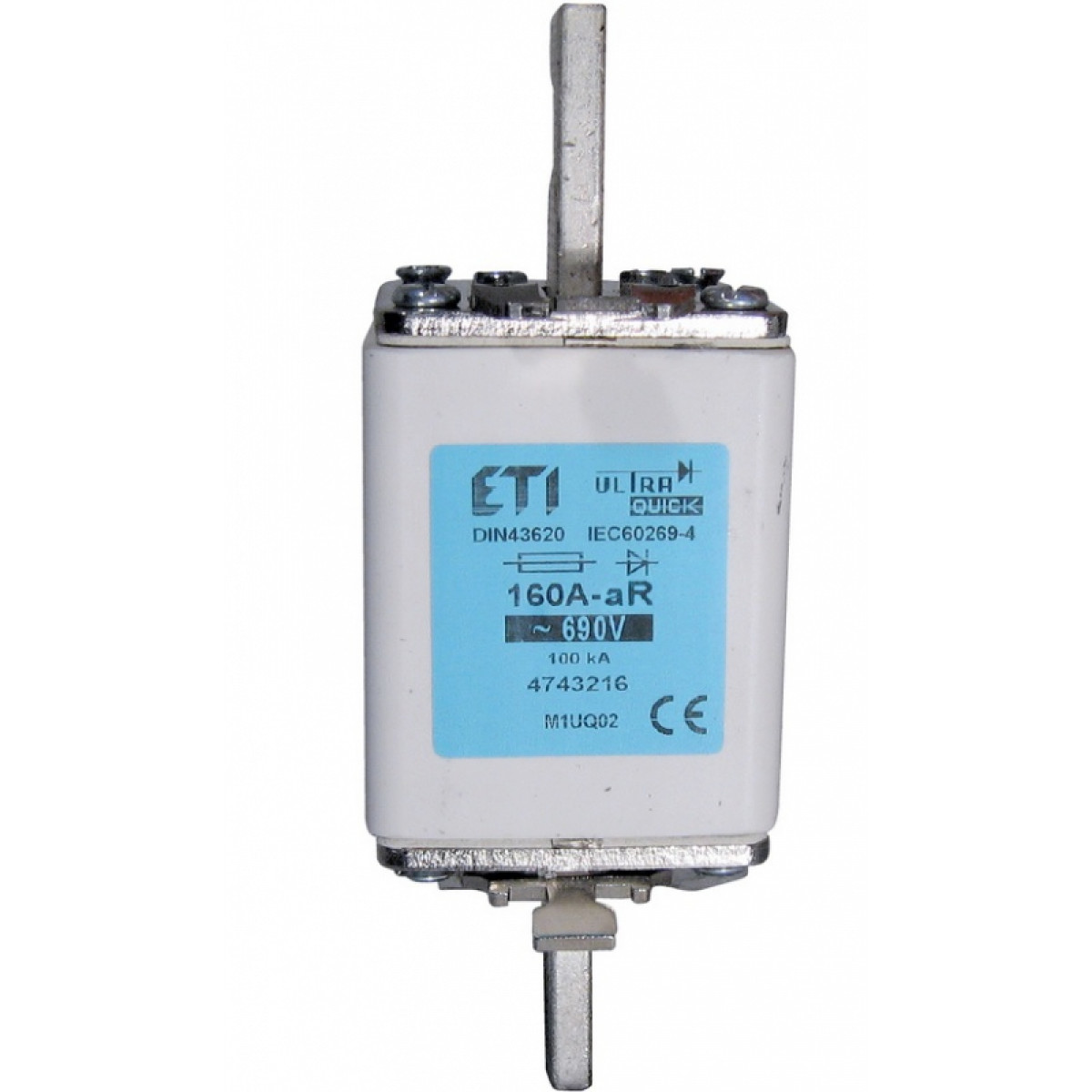Предохранитель M1UQ02/160A/690V aR (200 kA) ETI (4743216)