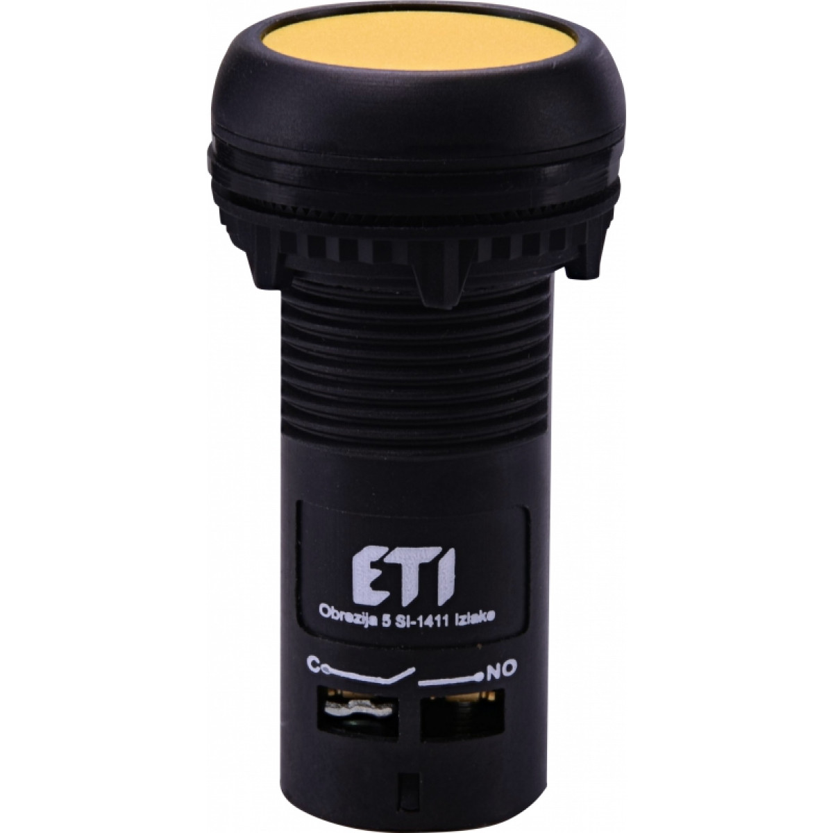 Кнопка моноблочная углубленная ECF-11-Y (1NO+1NC, желтая) ETI (4771472)