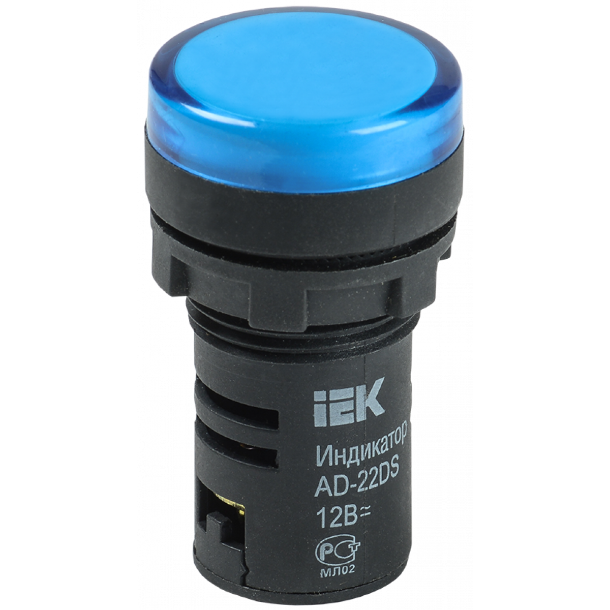 Лампа AD-22DS LED-матриця d22мм синій 12В AC/DC IEK