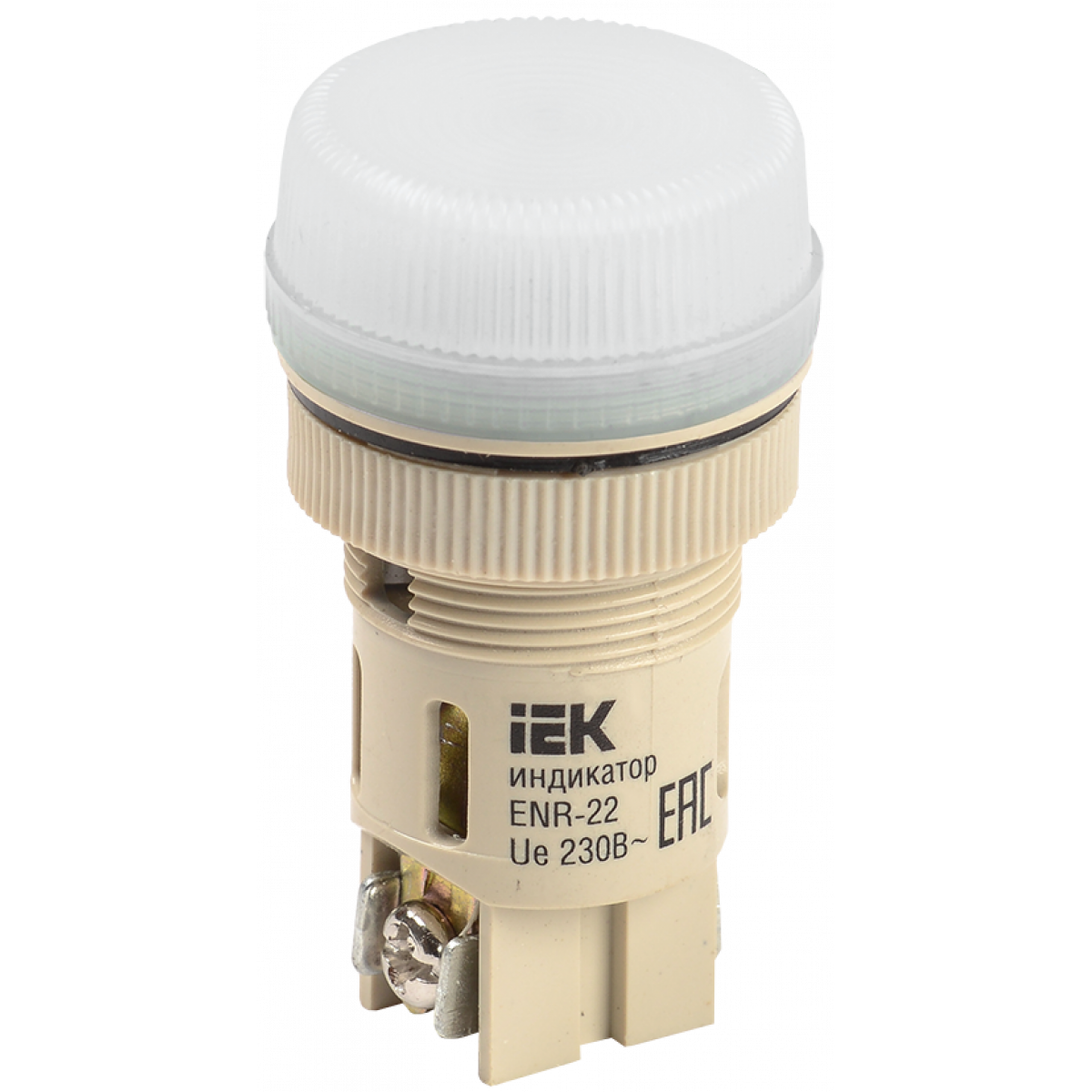 Лампа ENR-22 сигнальна d22мм білий неон/240В циліндр IEK