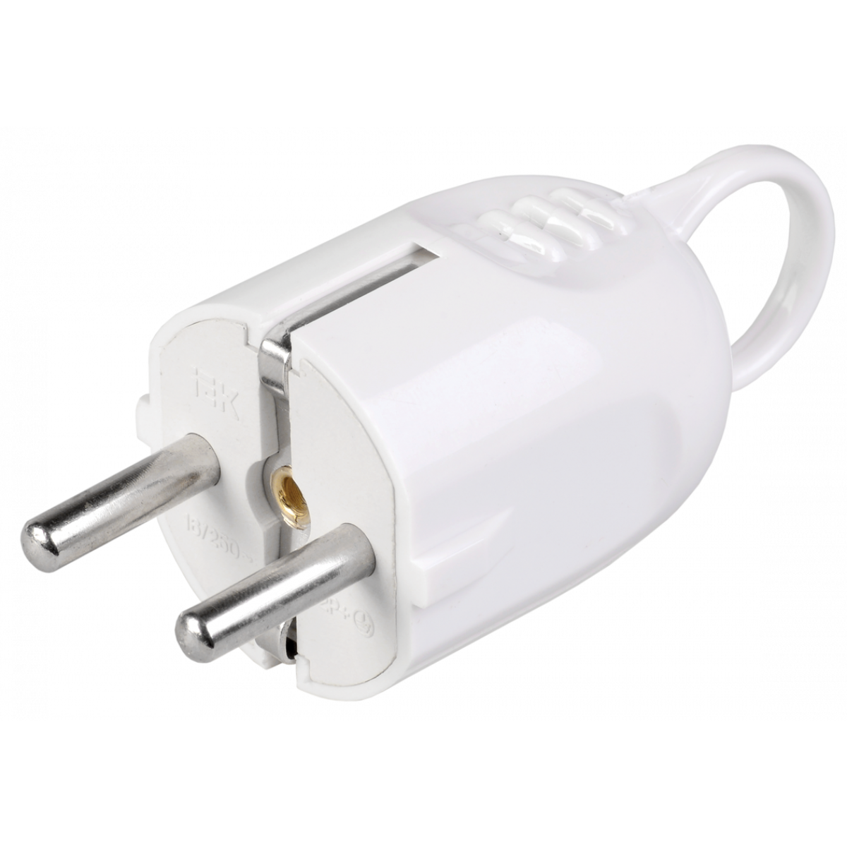 ВПу12-01-Ст Вилка розбірна кутова з з/к з кільцем 16А біла