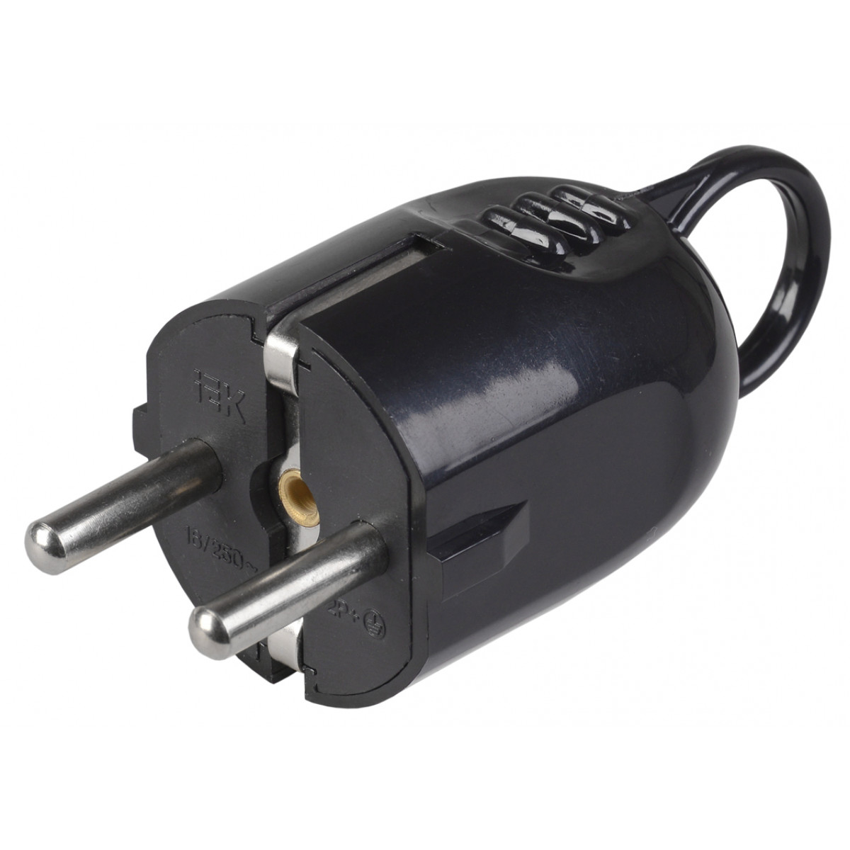 ВПу12-02-Ст Вилка розбірна кутова з з/к з кільцем 16А чорна