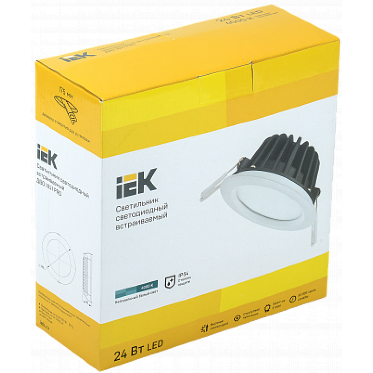 Светильник LED ДВО 1821 PRO белый круг 24Вт 4000K IP54 IEK