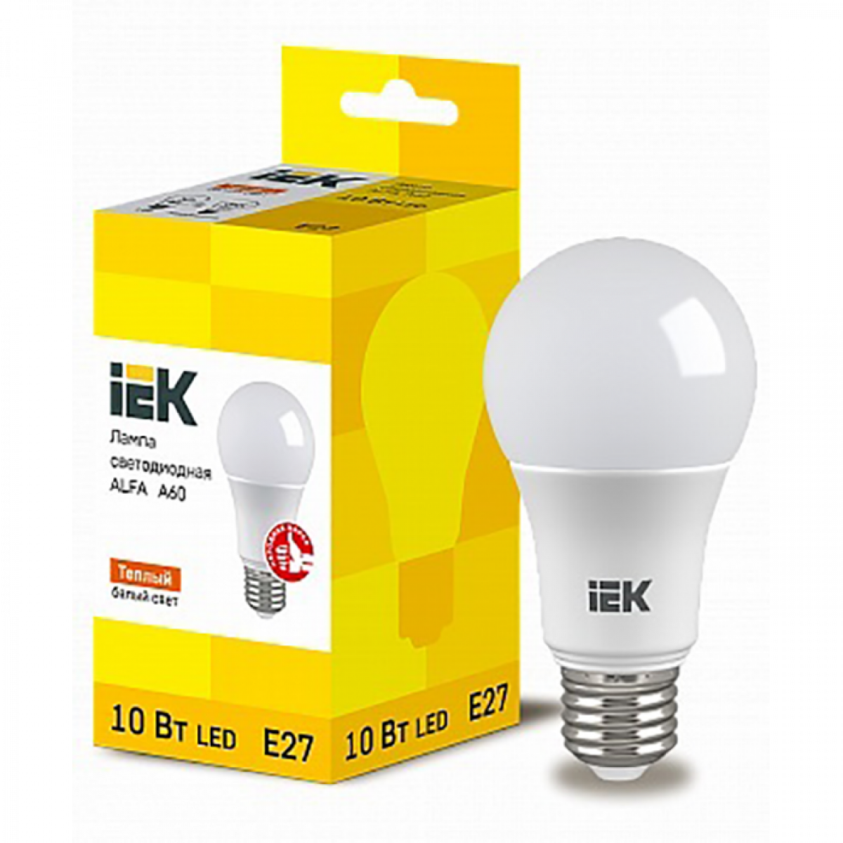 Лампа LED ALFA A60 куля 10Вт 230В 3000К E27 (LLA-A60-10-230-30-E27) ІЕК