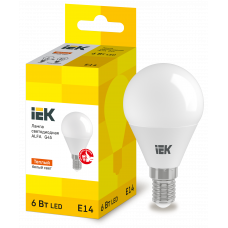 Лампа LED ALFA G45 куля 6Вт 230В 3000К E14 (LLA-G45-6-230-30-E14) ІЕК