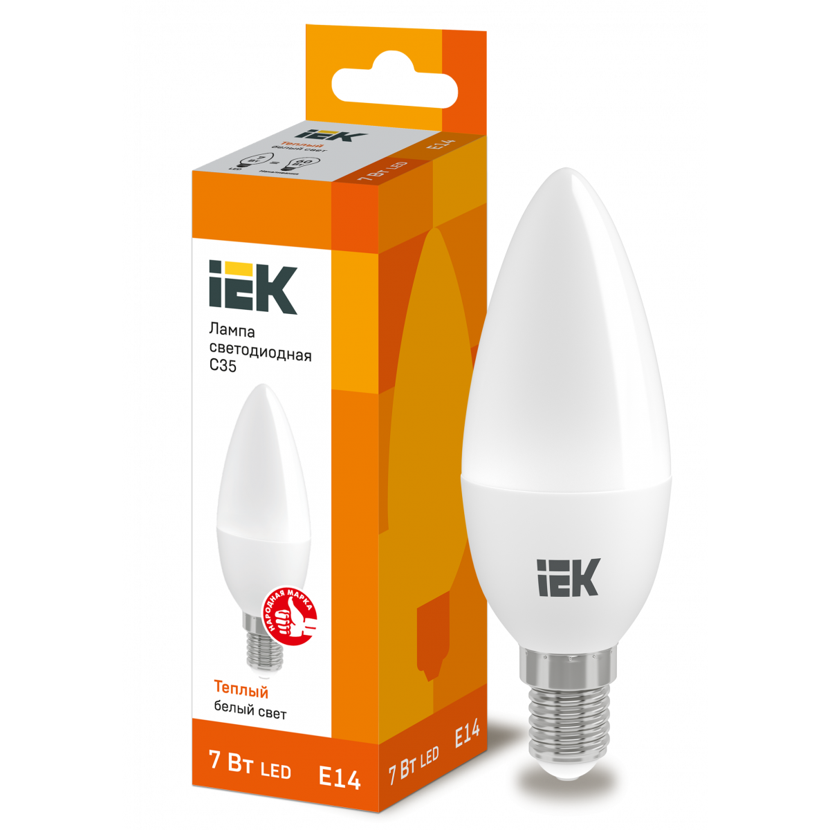 Світлодіодна лампа ECO C35 свічка 7Вт 230В 3000К E14 (LLE-C35-7-230-30-E14) ІЕК
