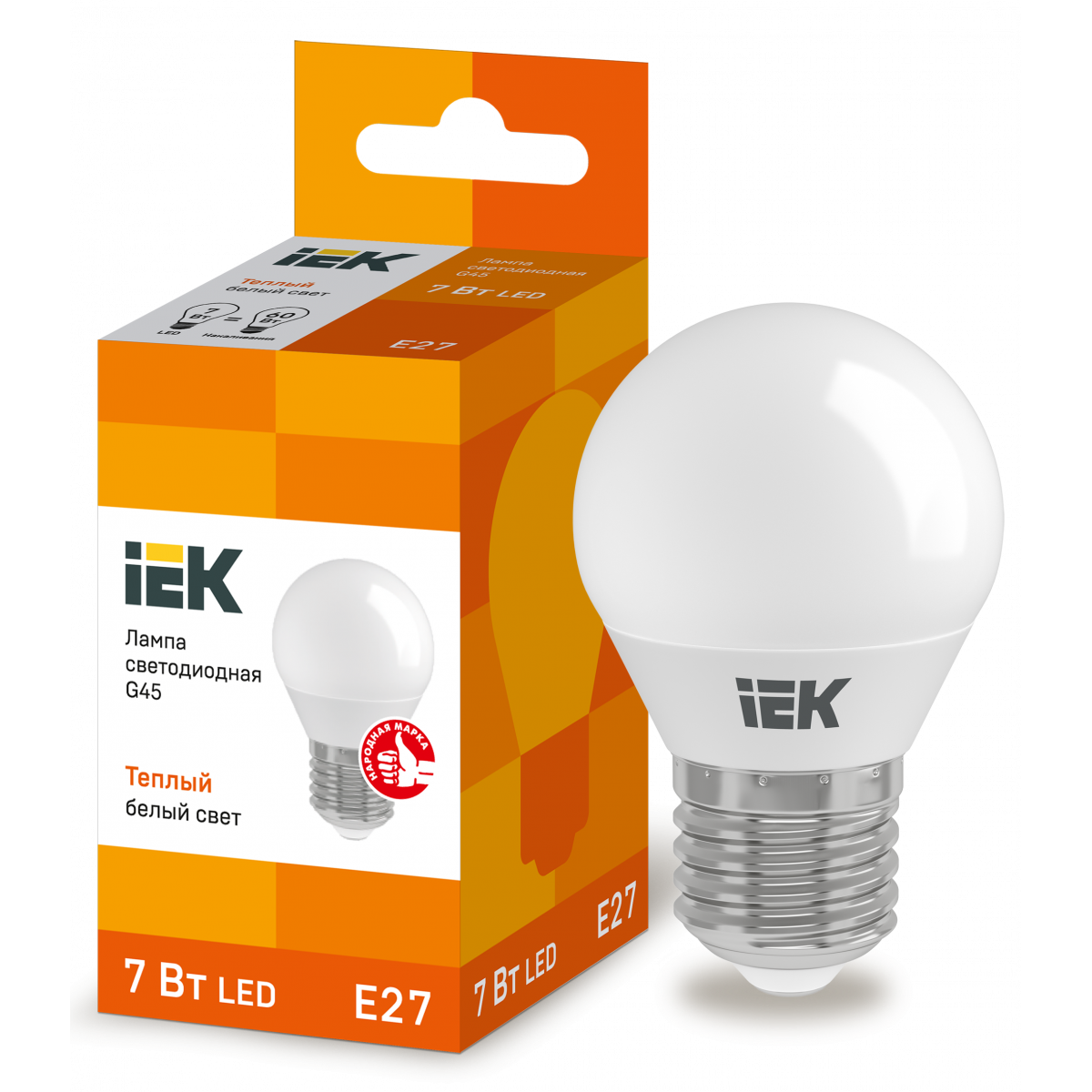 Лампа світлодіодна ECO G45 куля 7Вт 230В 3000К E27 IEK