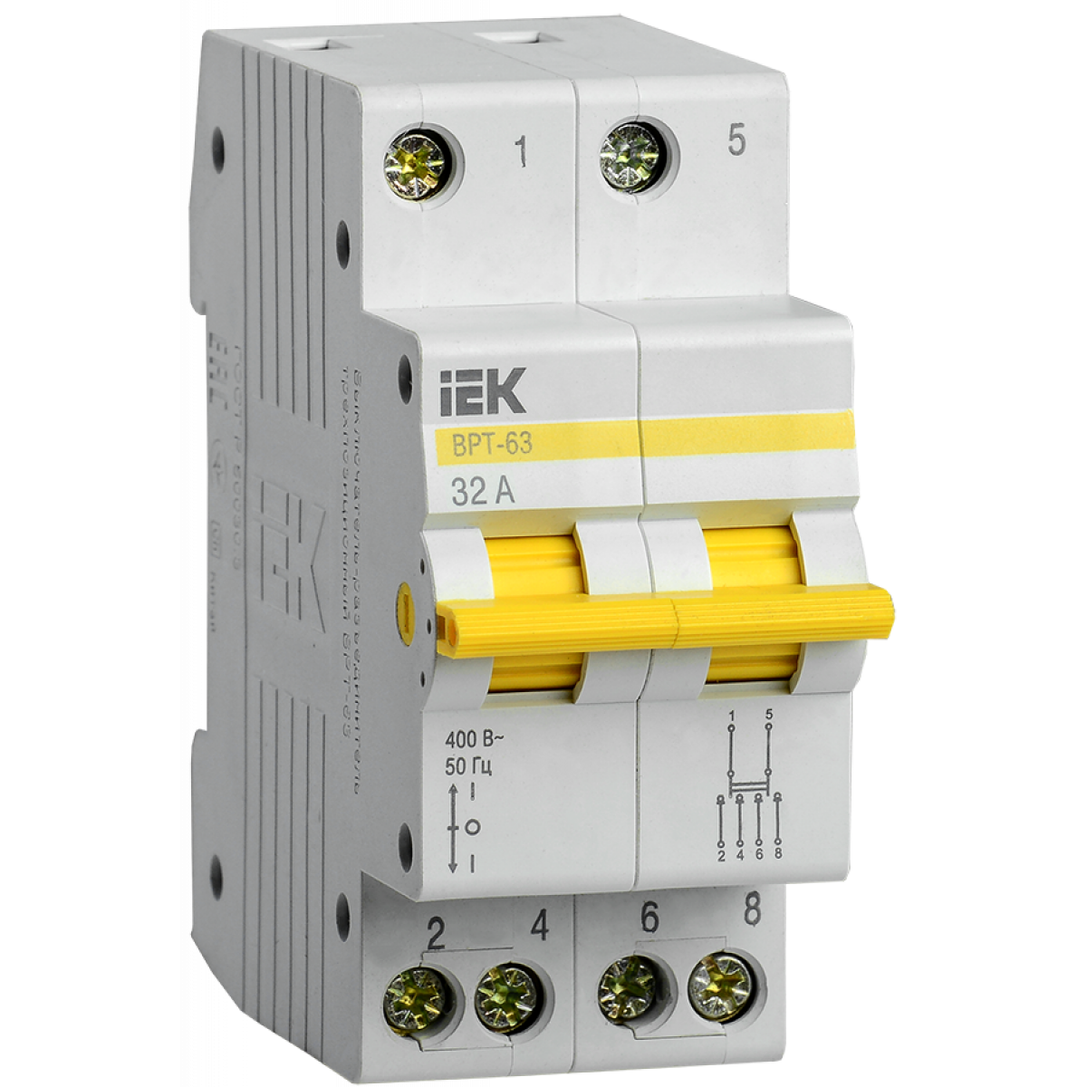 Вимикач-роз'єднувач трипозиційний ВРТ-63 2Р 32А (MPR10-2-032) ІЕК