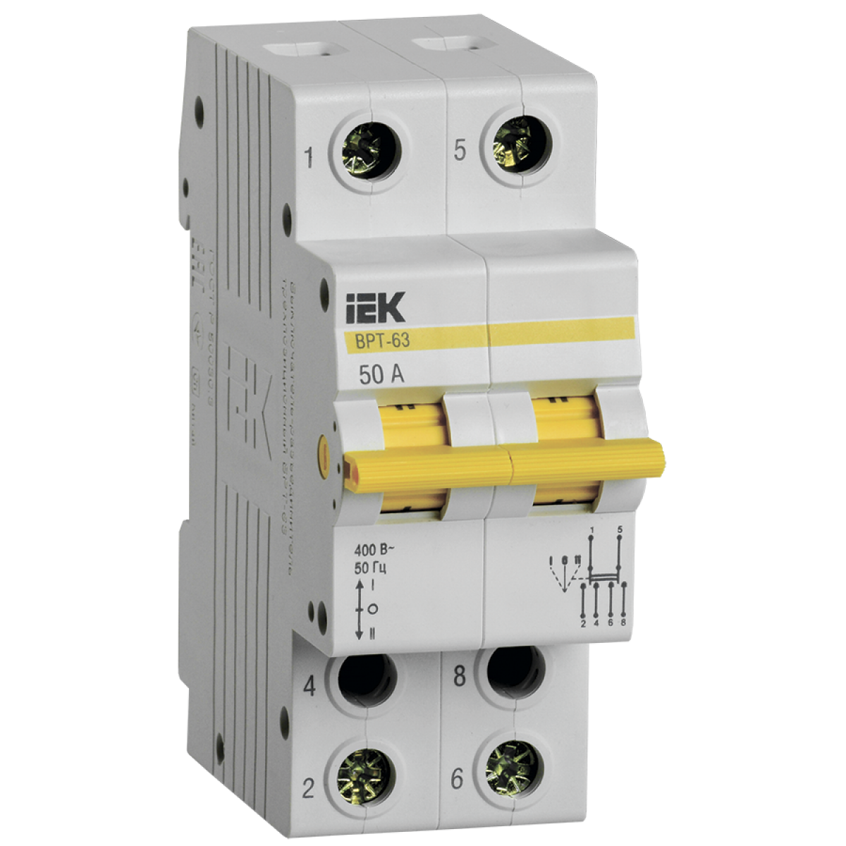 Вимикач-роз'єднувач трипозиційний ВРТ-63 2Р 50А (MPR10-2-050) ІЕК