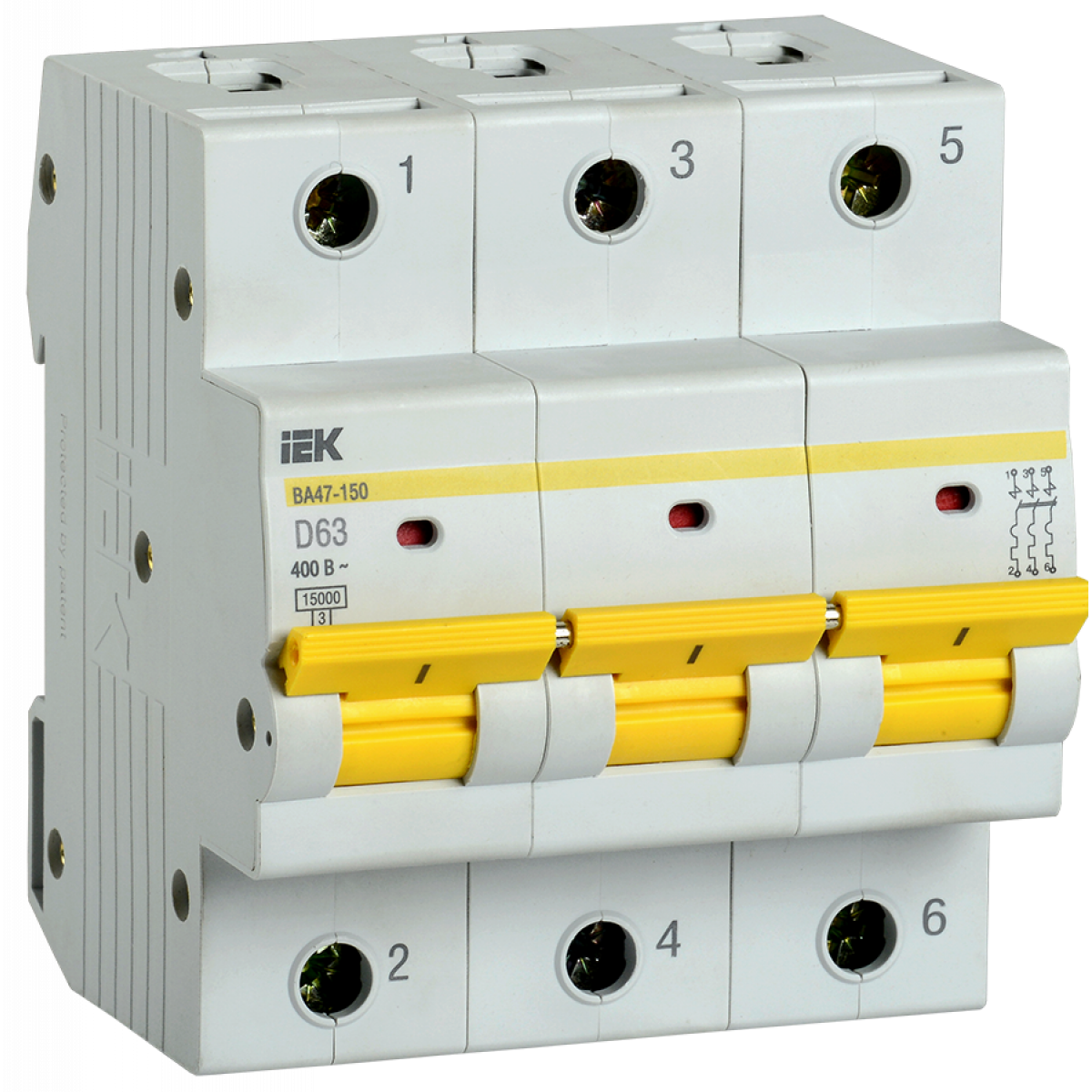 Авт. вимк. ВА47-150 3Р 63А 15кА х-ка D (MVA50-3-063-D) ІЕК
