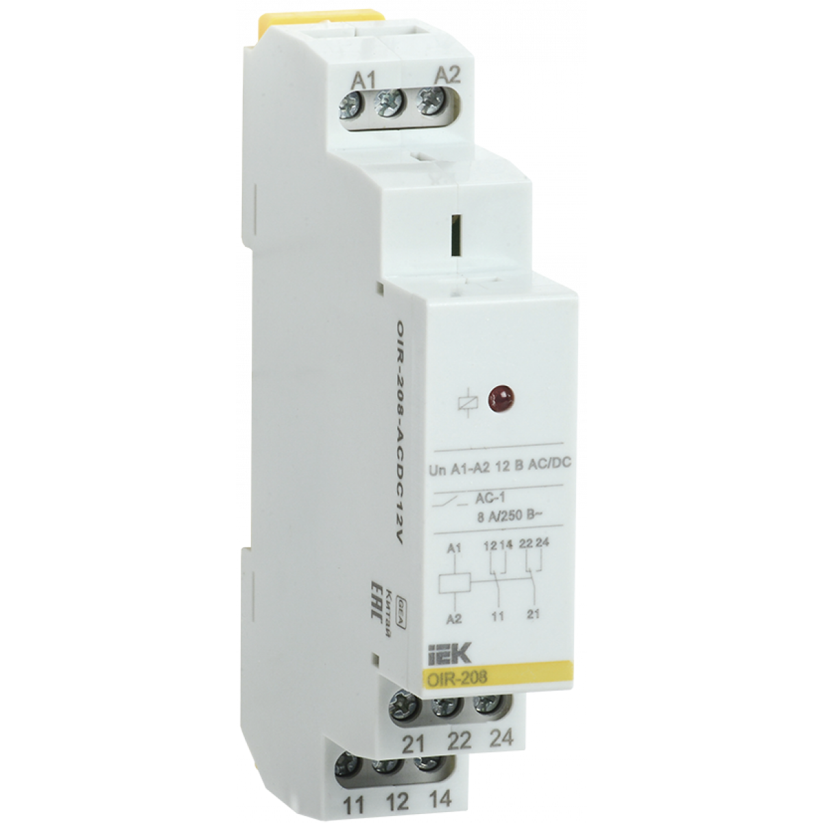 Проміж. реле.OIR 2 конт (8А). 12 В AC/DC (OIR-208-ACDC12V) ІЕК
