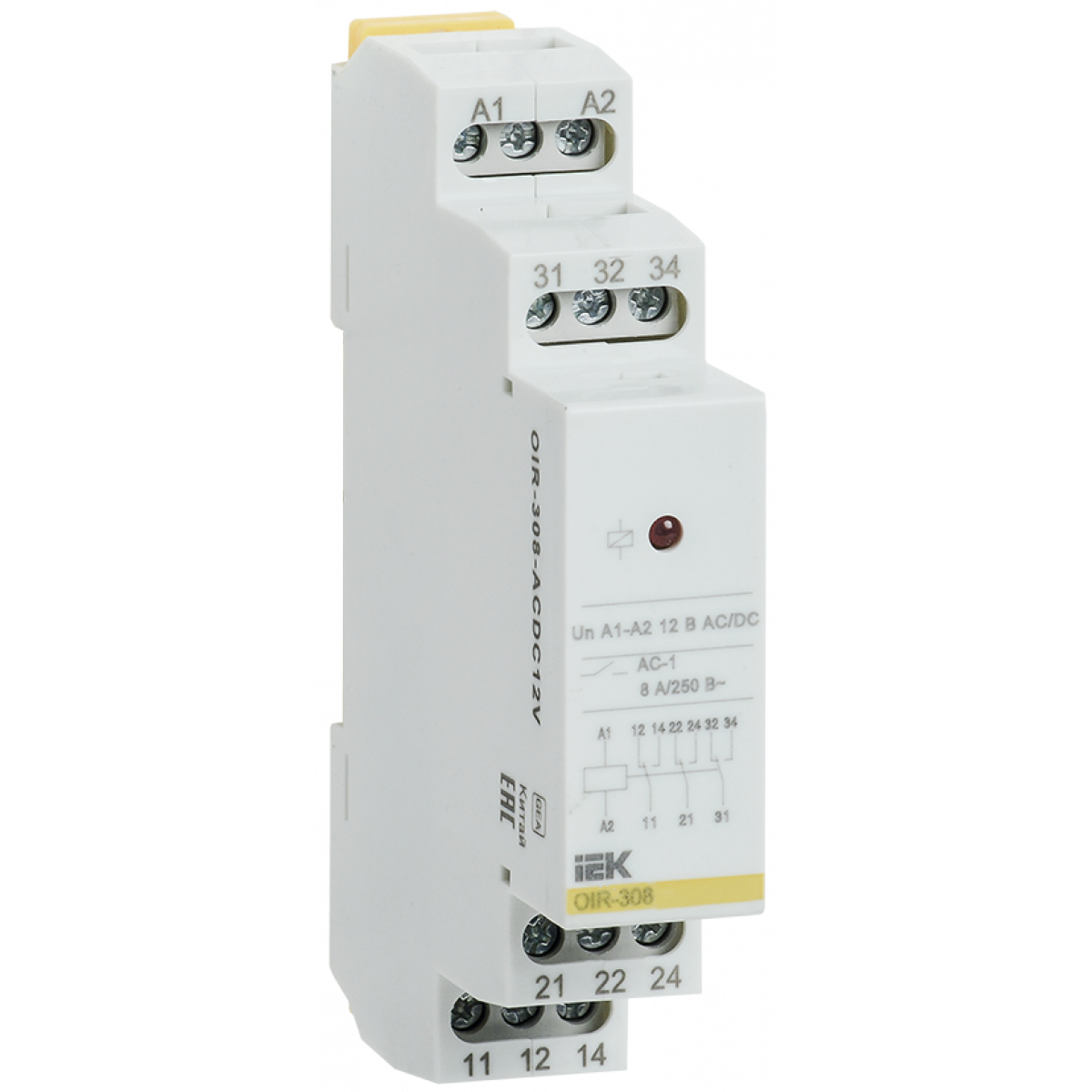 Проміж. реле.OIR 3 конт (8А). 12 В AC/DC (OIR-308-ACDC12V) ІЕК