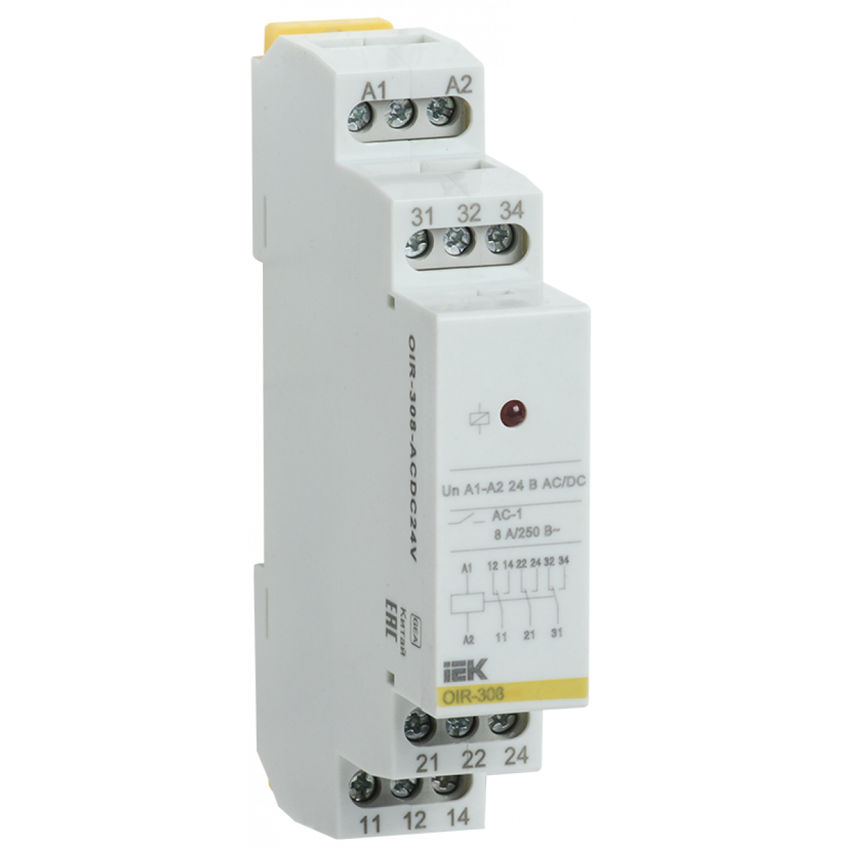 Проміж. реле.OIR 3 конт (8А). 24 В AC/DC (OIR-308-ACDC24V) ІЕК