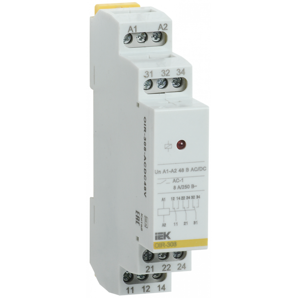Проміж. реле.OIR 3 конт (8А). 48В AC/DC (OIR-308-ACDC48V) ІЕК