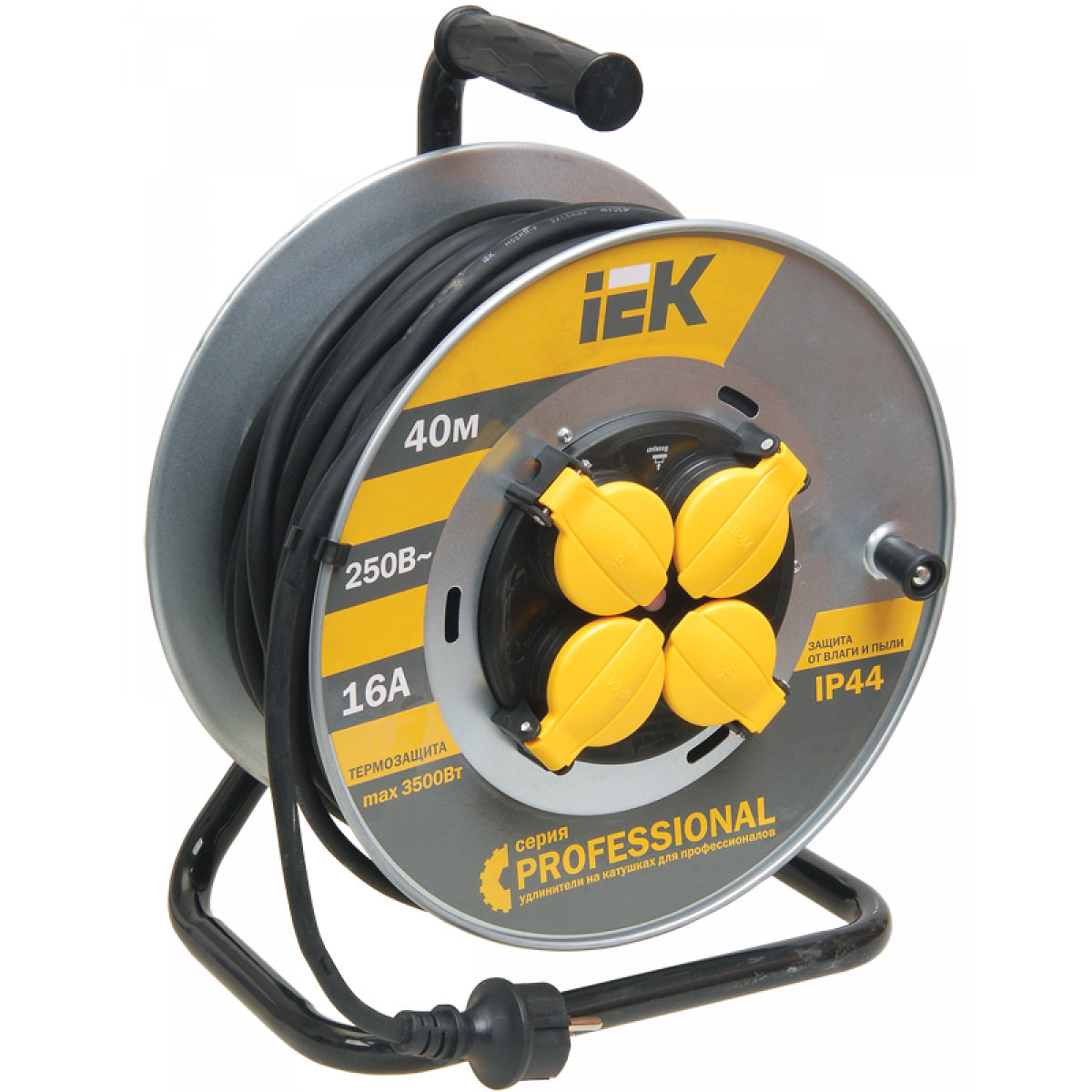 Катушка УК40 на мет с т/з 4 места 2Р+PЕ/40м КГ 3х1,5мм2 IP44 