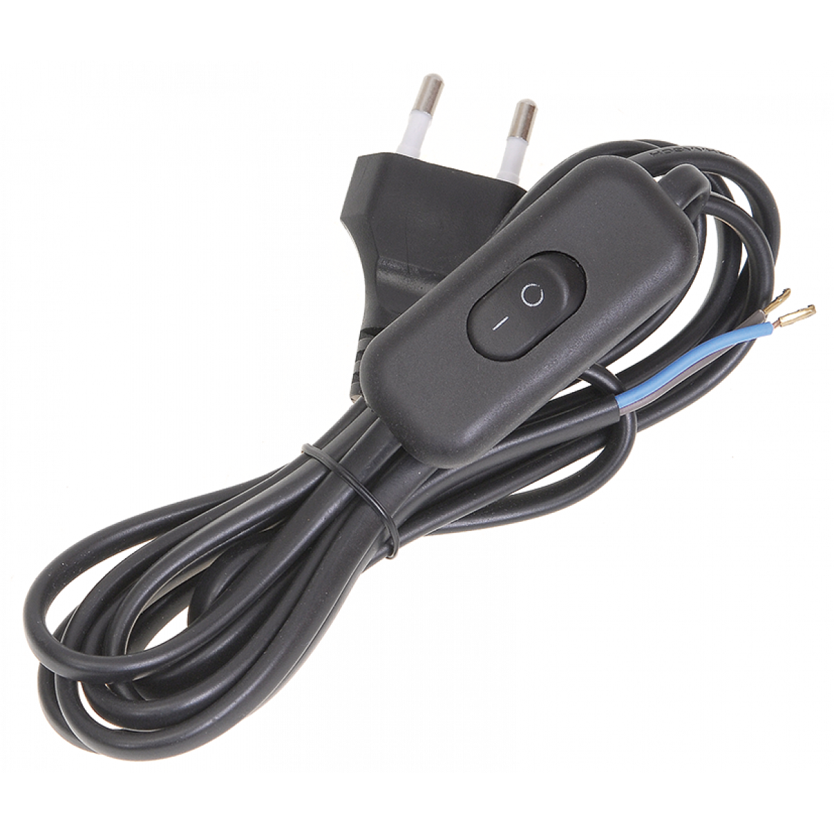 Шнур УШ-1КВ опресований з вилкою з вбудованим вимикачем 2х0,75/2метра, чорний (WUP20-02-K02) ІЕК