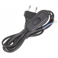 Шнур УШ-1КВ опресований з вилкою з вбудованим вимикачем 2х0,75/2метра, чорний (WUP20-02-K02) ІЕК