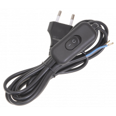 Шнур УШ-1КВ опресований з вилкою з вбудованим вимикачем 2х0,75/2метра, чорний (WUP20-02-K02) ІЕК