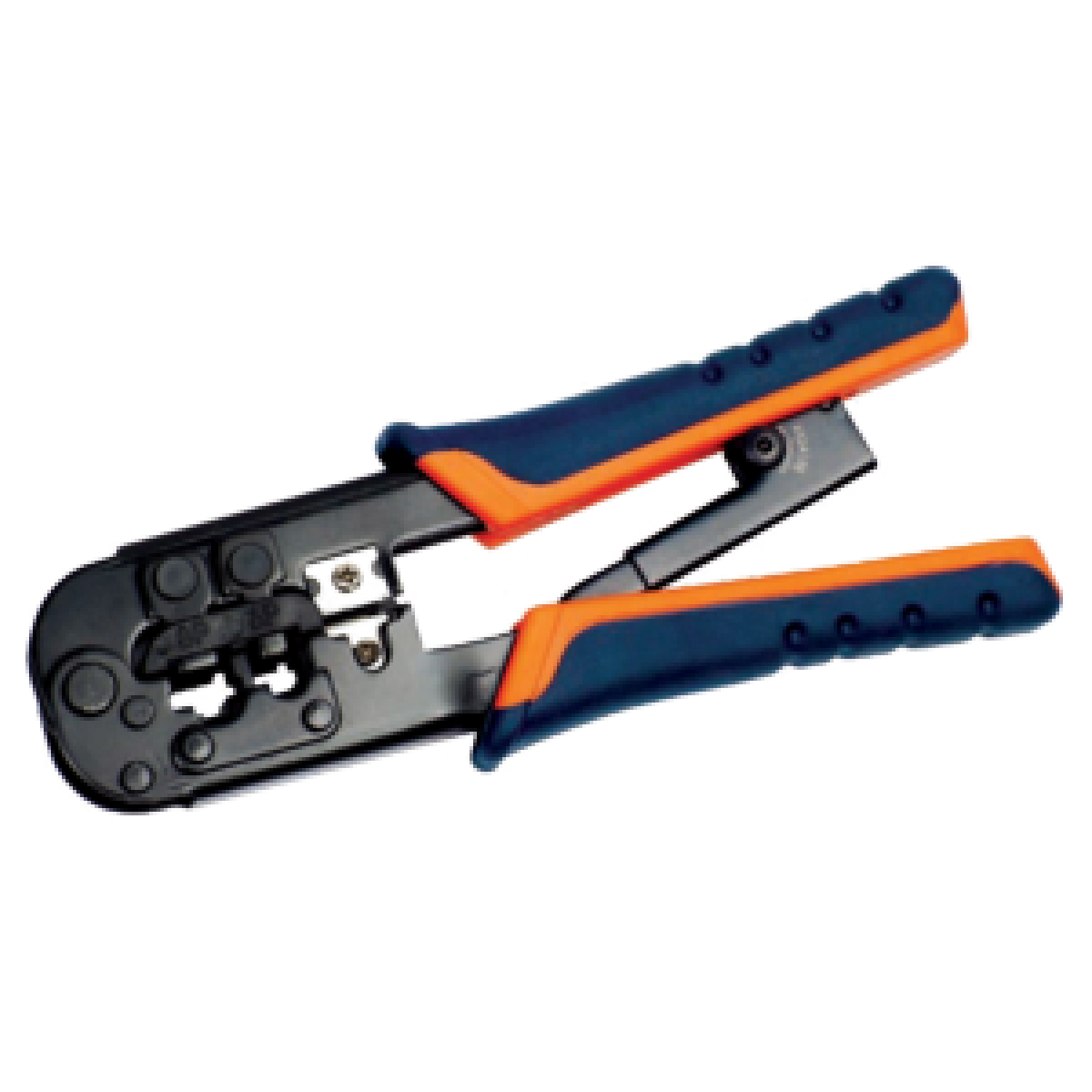 Інструмент обтискний для RJ-45,12,11 з храповим механізмом, синьо-жовтогарячий ITK