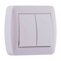 Вимикач подвійний білий Demet Lezard