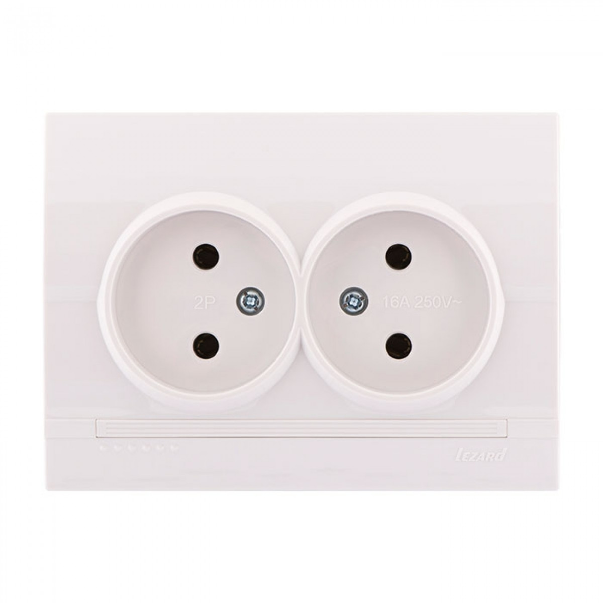 Розетка подвійна без заземлення білий Deriy Lezard