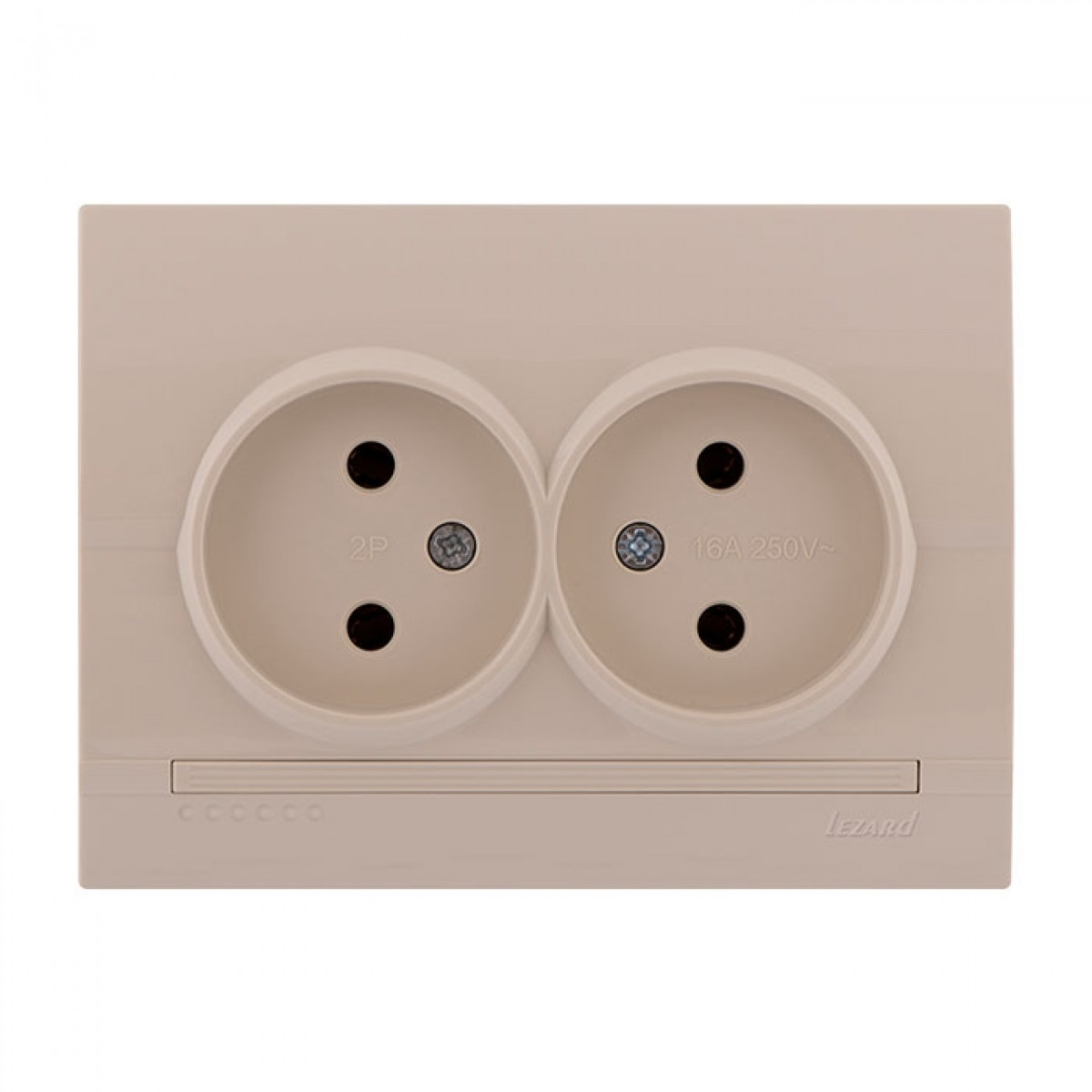 Розетка подвійна без заземлення крем Deriy Lezard
