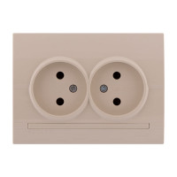 Розетка подвійна без заземлення крем Deriy Lezard