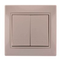 Вимикач подвійний крем Mira Lezard