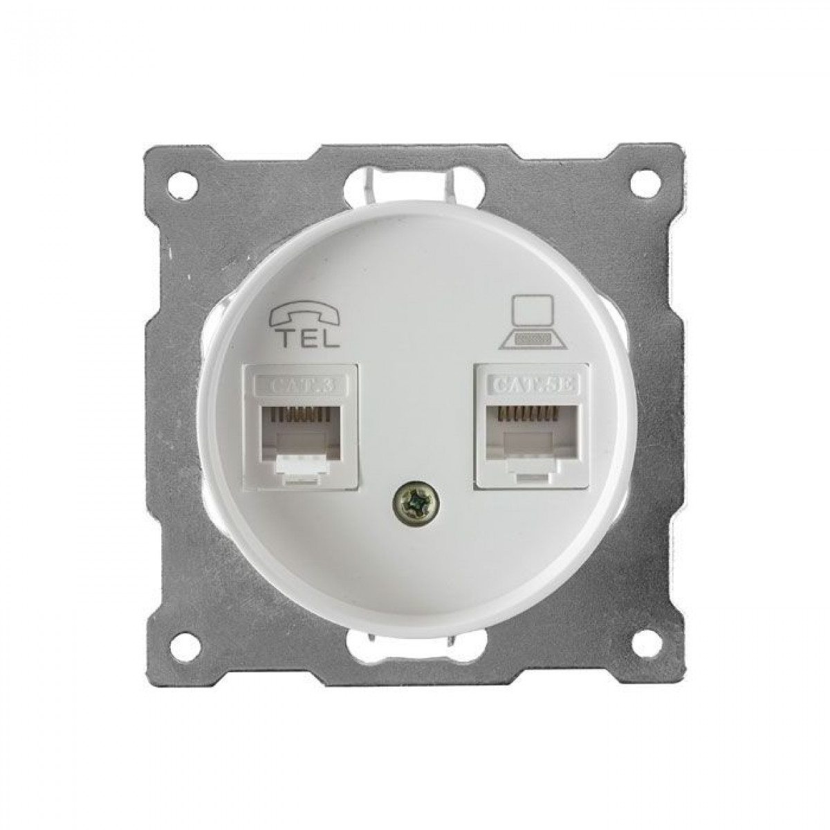 Розетка двойная телефон/компьютер RJ11/RJ45 кат.5e, цвет белый