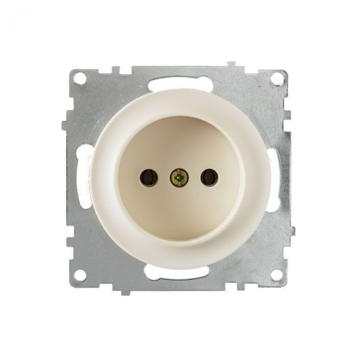Розетка без заземления, винтовые контакты, цвет бежевый