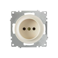Розетка без заземления, винтовые контакты, цвет бежевый