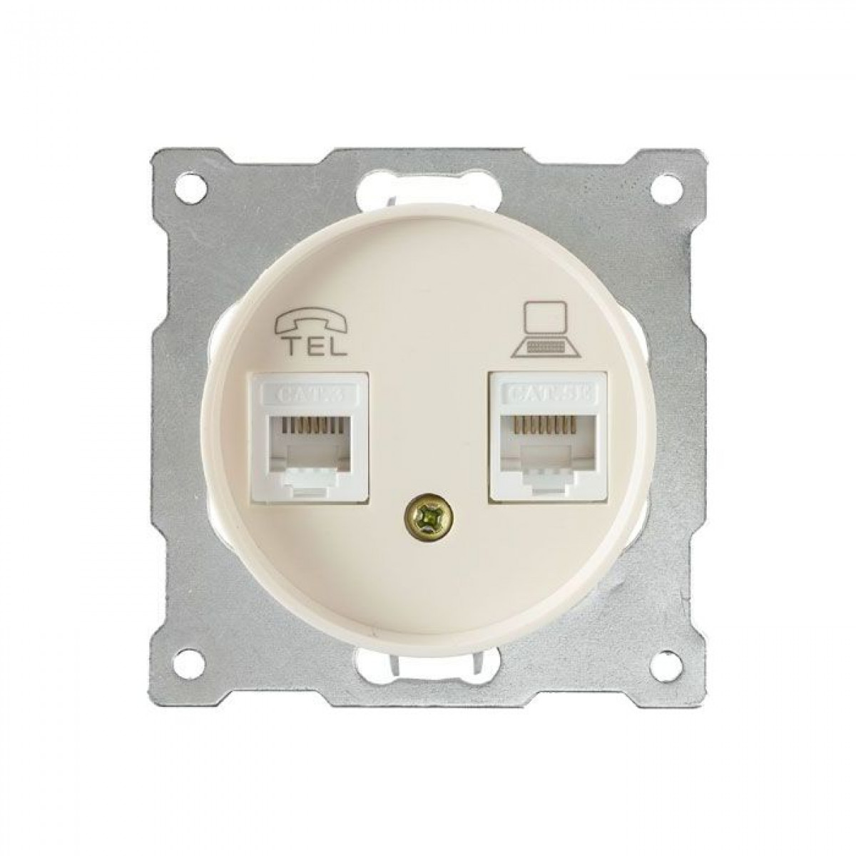 Розетка двойная телефон/компьютер RJ11/RJ45 кат.5e, цвет бежевый