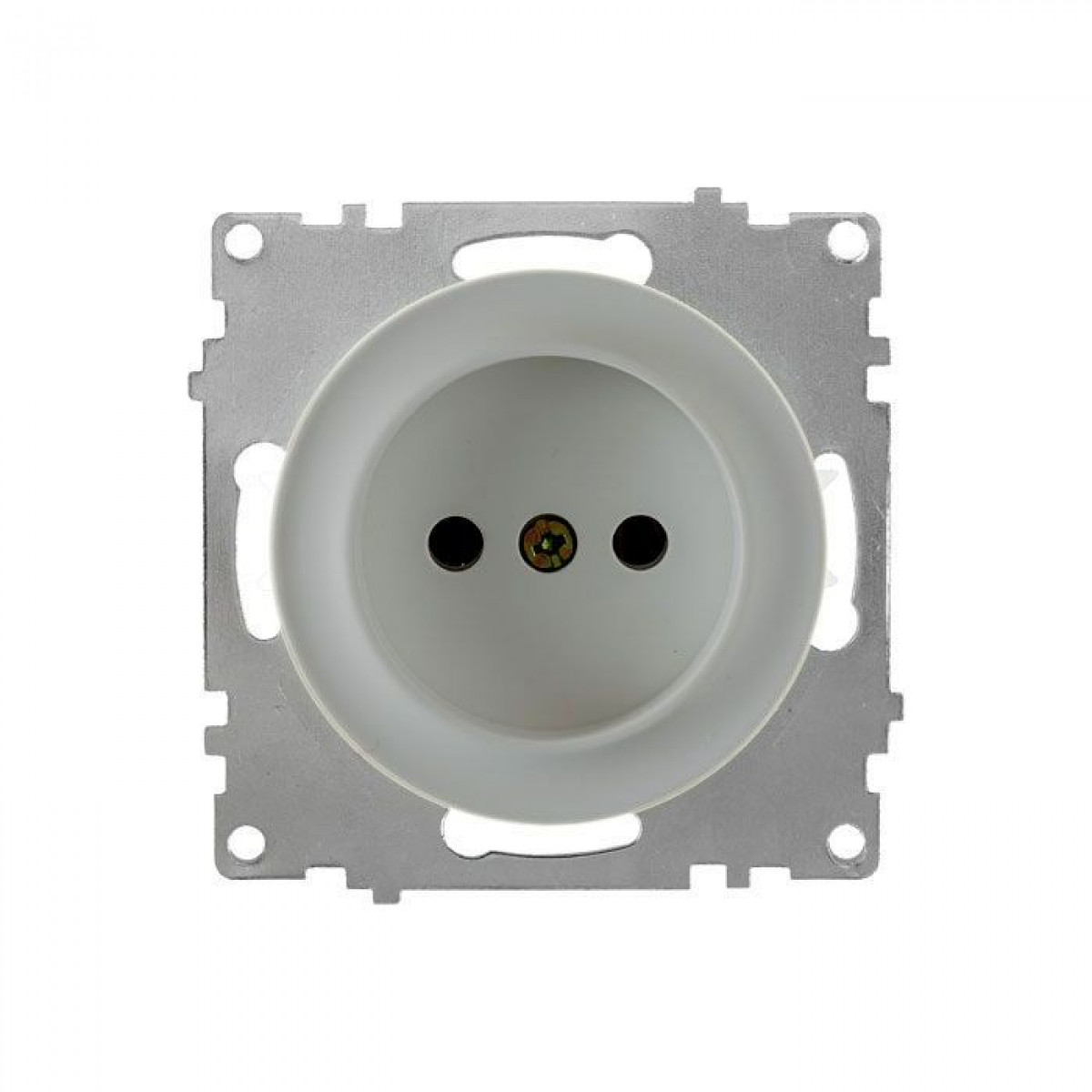 Розетка без заземлення, гвинтові контакти, колір сірий