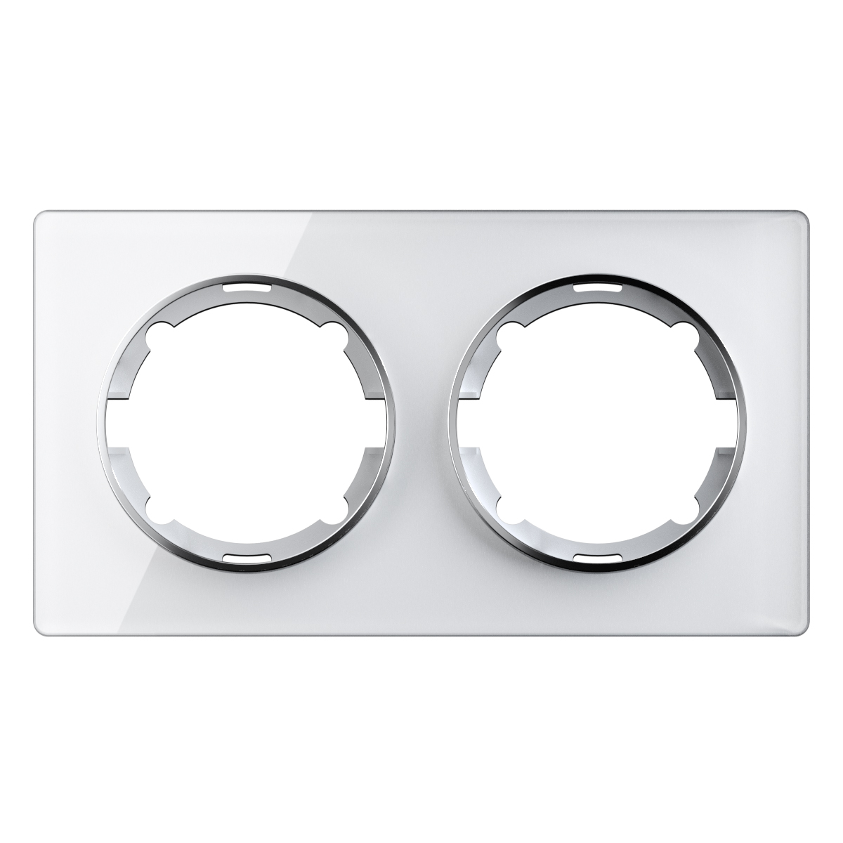 Рамка стеклянная OneKeyElectro, серия Garda, горизонтальная, двойная, цвет белый