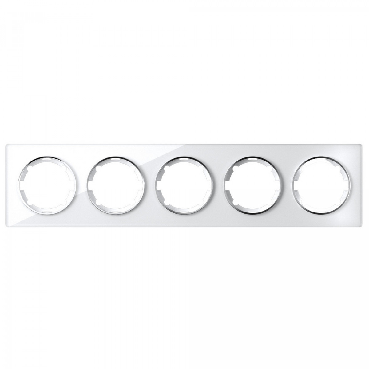 Рамка стеклянная OneKeyElectro, серия Garda, горизонтальная, на 5 приборов, цвет белый
