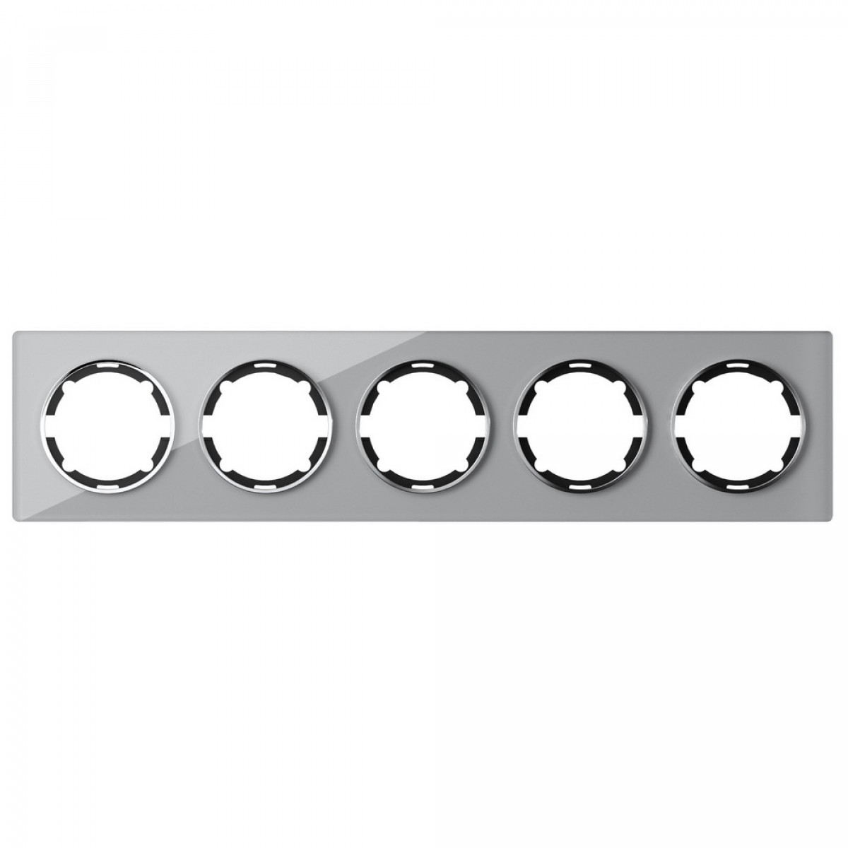 Рамка стеклянная OneKeyElectro, серия Garda, горизонтальная, на 5 приборов, цвет серый