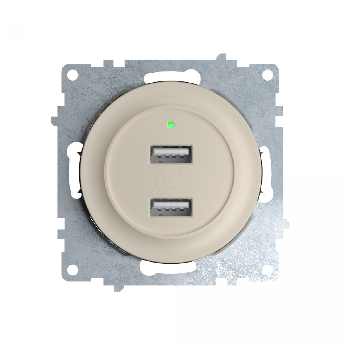Розетка USB двойная, с подсветкой, цвет бежевый 1E10351301