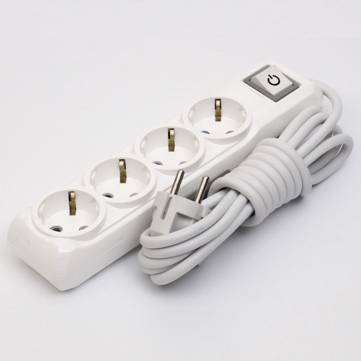 Удлинитель с кнопкой на 4 розетки с ж/к 5 метра Reliance (RE13551)