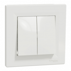 Вимикач двоклавішний самозатискний білий Asfora Schneider
