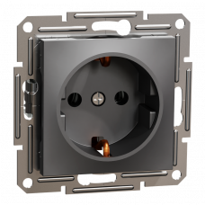 Розетка із заземленням Asfora Антрацит Schneider