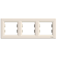 Рамка Трехместные, Горизонтальный, Кремовый Asfora Schneider