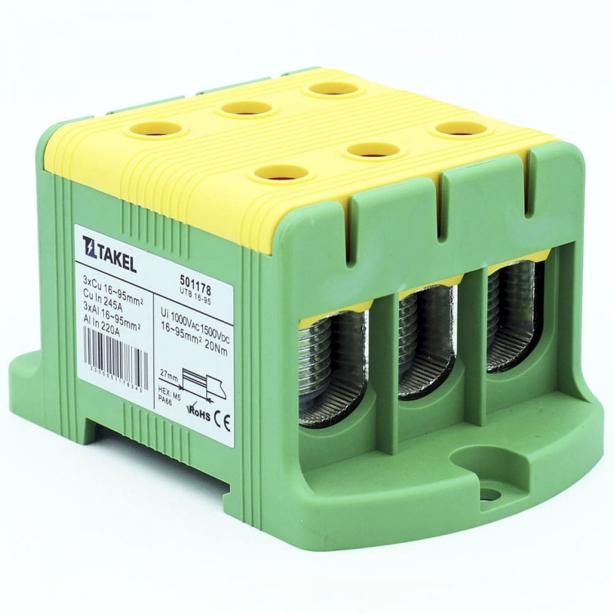 Клема ввідна силова потрійна UTB 16-95 Takel (501178)
