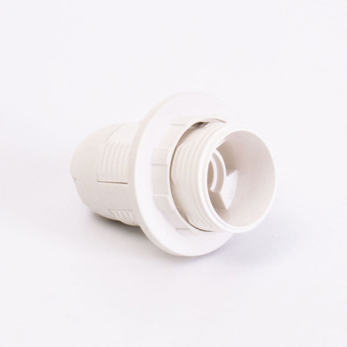 Патрон пластиковий Е14 з гайкою, білий Takel (503714)