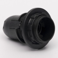 Патрон пластиковий Е14 зі стопором та з гайкою, чорний TAKEL