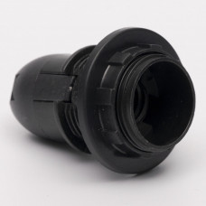 Патрон пластиковий Е14 зі стопором та з гайкою, чорний TAKEL