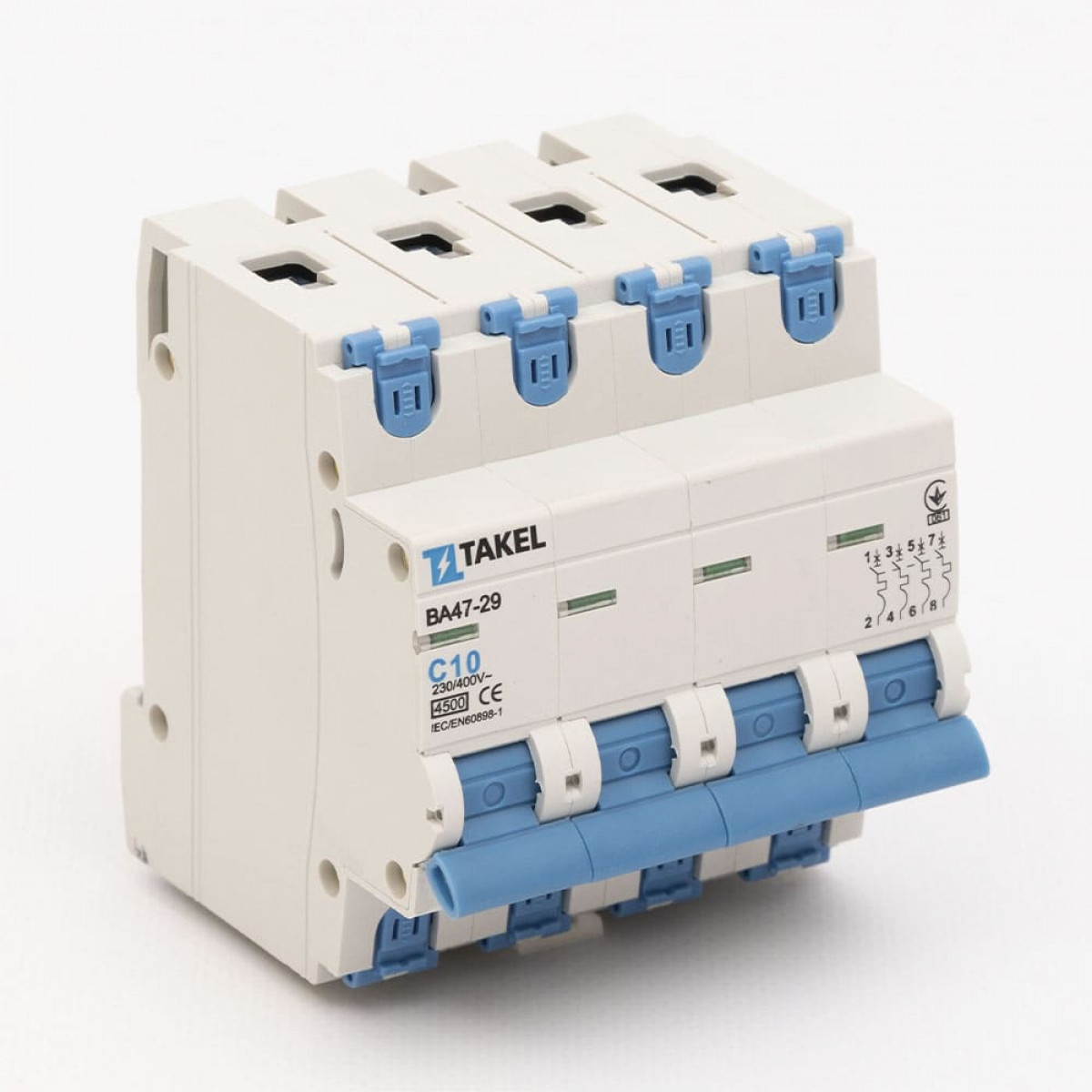 Выключатель автоматический ВА47-29-С 4Р 4.5кА 10А Takel (506167)