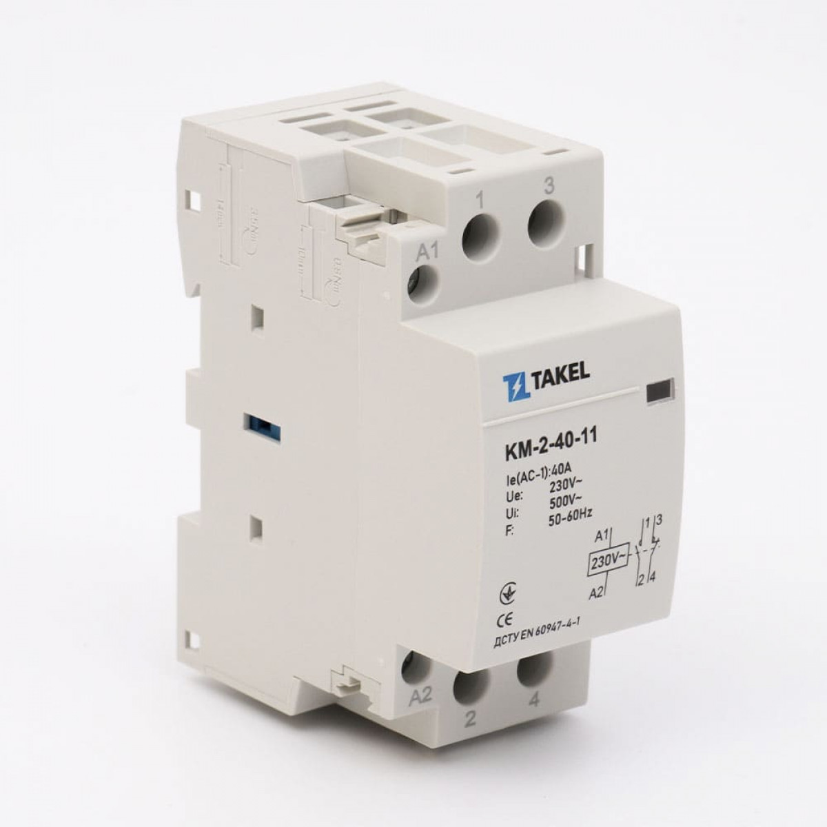 Контактор модульний КМ-2-40-11 40А 1НО+1НЗ Takel (507316)