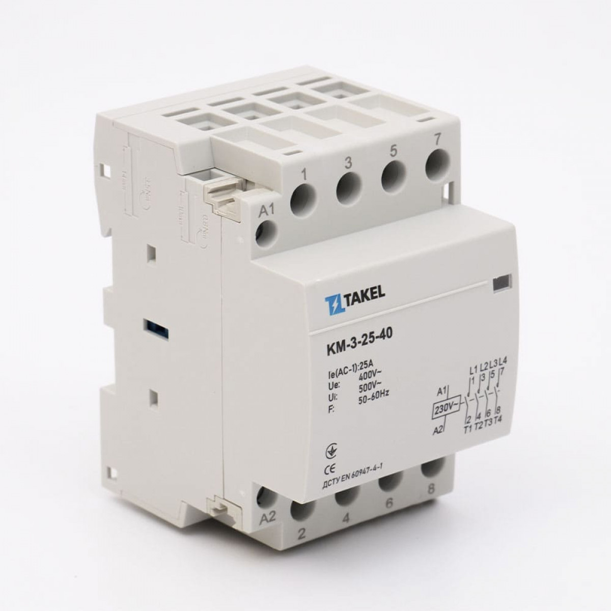 Контактор модульный КМ-3-25-40 25А 4НО Takel (507356)