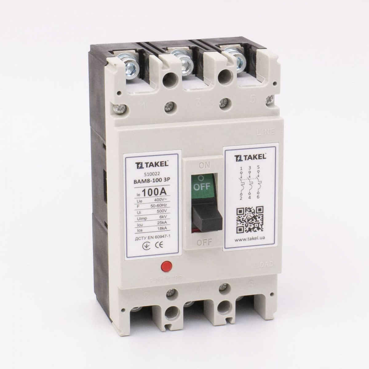 Вимикач автоматичний силовий ВАМ8-100 3Р 100А Takel (510022)